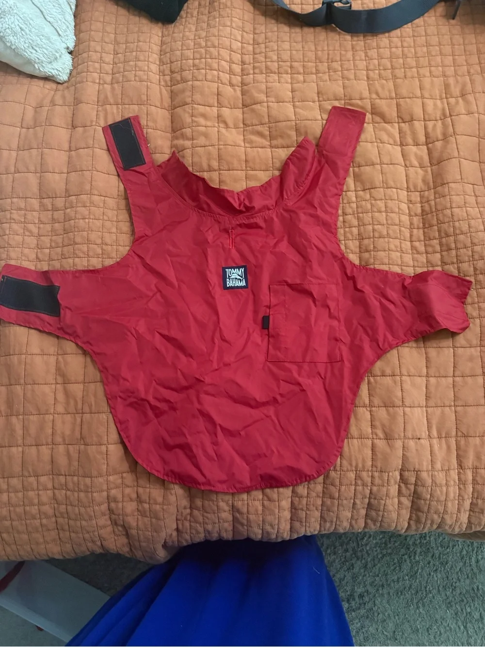 Tommy Bahama Blue and Red Tropical Print Dog Rain jacket